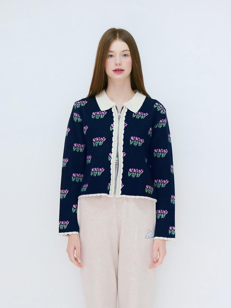tulip knit zip up (nv)