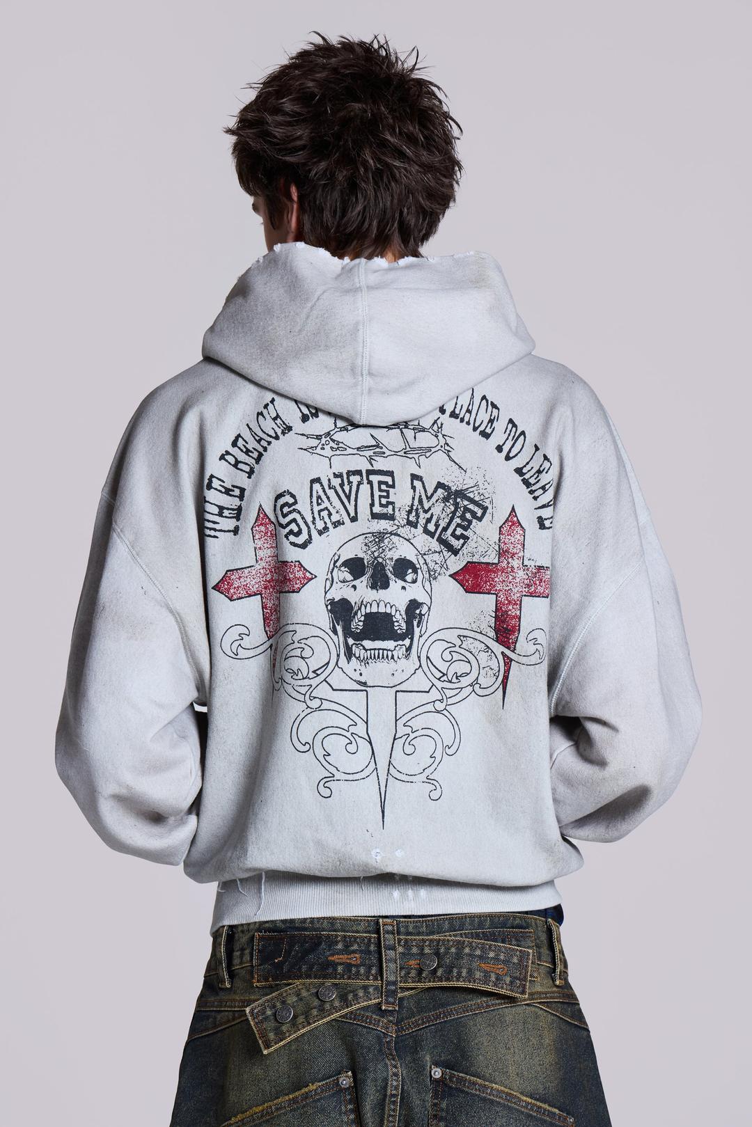 Save Me Oversized Hoodie - XXS / Grey