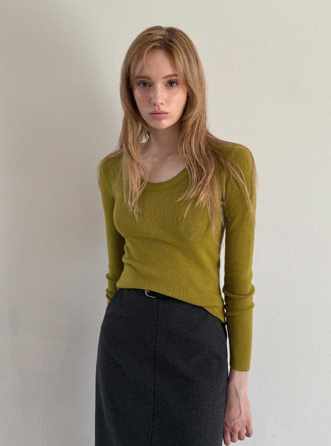 [온라인단독] 티온 베이직 유넥 긴팔 니트