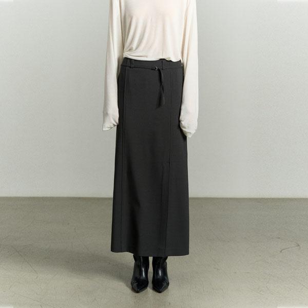 [리이/RE RHEE] FRONT SLIT BELTED SKIRT