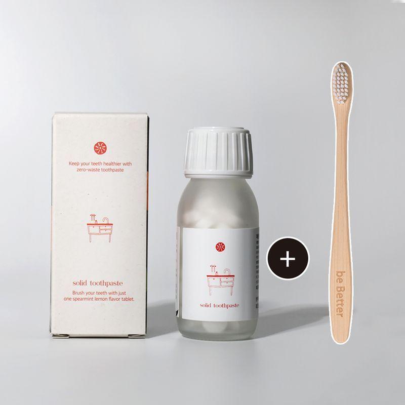 비베러 고체치약 씹는치약 50정 1개 (대나무 칫솔증정)