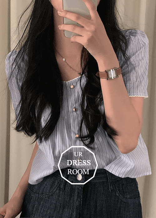 유어 (썸머🍸/주문폭주💣) 유어 스완 여름 쿨링 스트라이프 반팔 데일리 데이트 블라우스(입고완료)