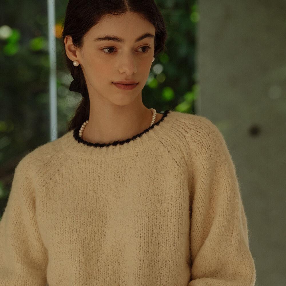 Alpaca coloring knit top_Ivory