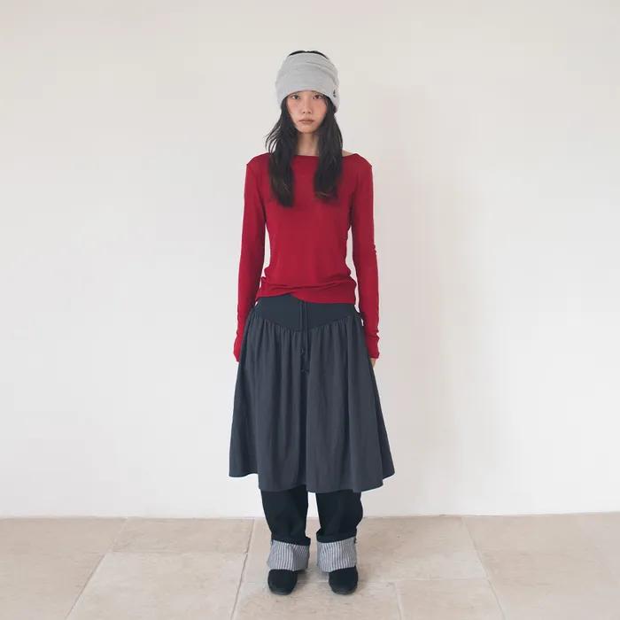 [3차 리오더] FLARE RIB SKIRT (CHARCOAL)