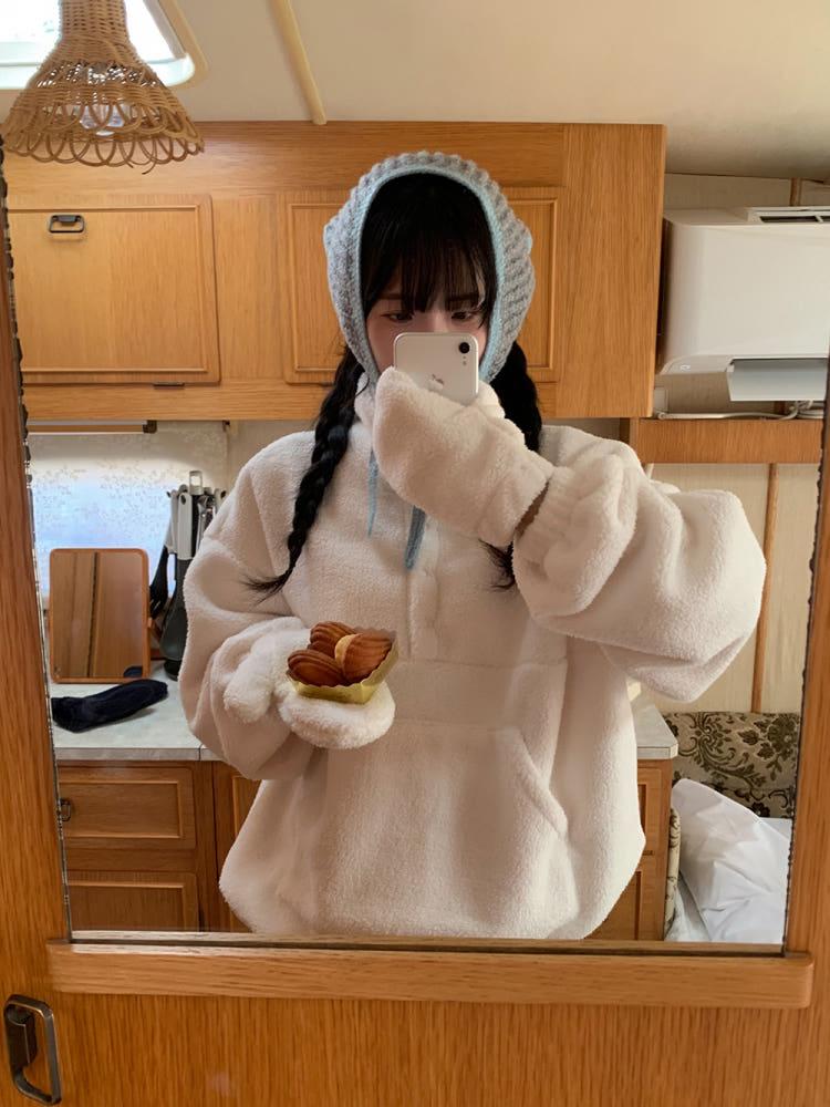 테디 뽀글이 장갑 아노락 세트 (3color) 후리스 캠핑룩 여행룩 반집업 에제다이어리