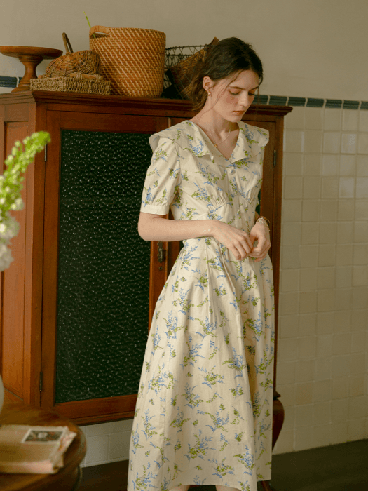 MARI shawl collar floral dress_flower