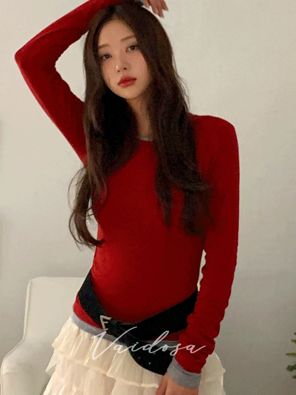 [옐로우컬러입고][울10%][MADE/자체제작][국내생산][봄/가을/겨울기본이너템] 울 레이어드 긴팔 티셔츠