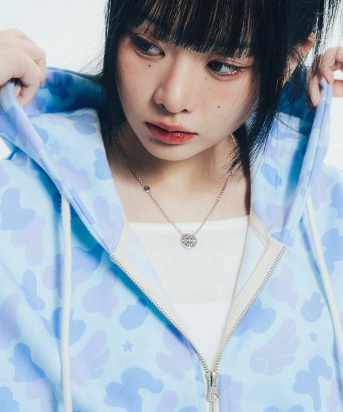 엔젤 카모 후드 집업_블루