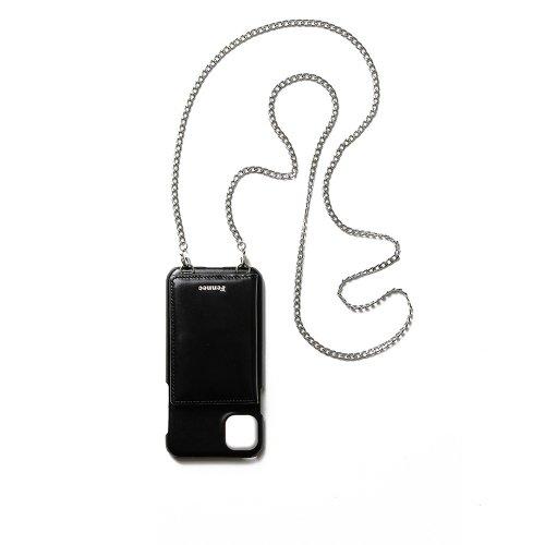 LEATHER iPHONE 11PRO STRAP POCKET CASE - BLACK