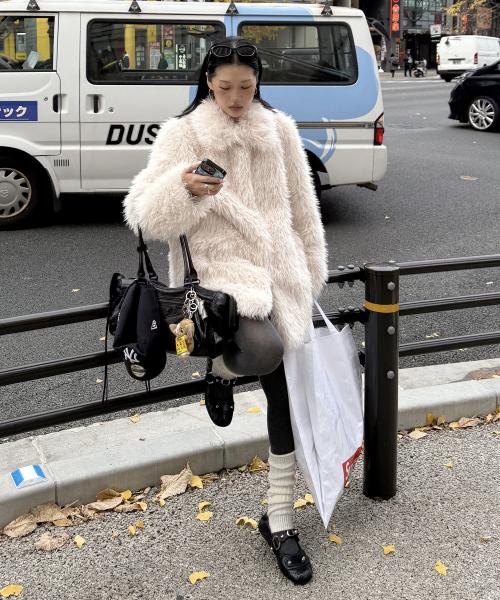 플러피 퍼 자켓 - 아이보리