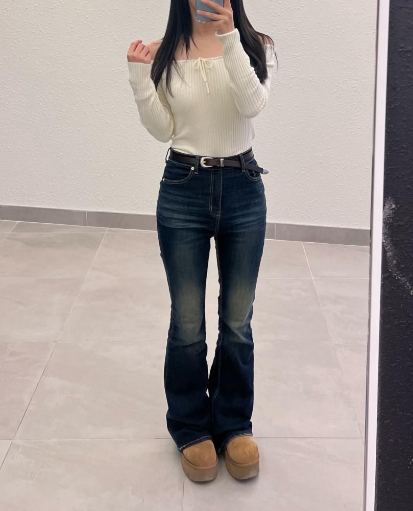 리얼 슬림 스판 부츠컷 데님