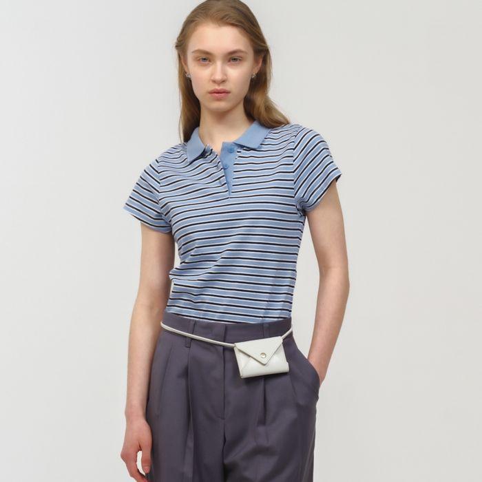 Stripe Baby PK Shirt /Sky Blue