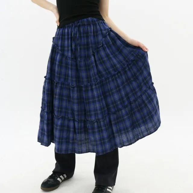 Vintage Check Long Skirt