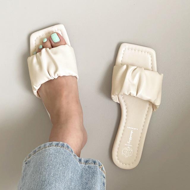 셔링 밴딩 스트랩슬리퍼 발편한 주름 뮬 블로퍼 ws-3191