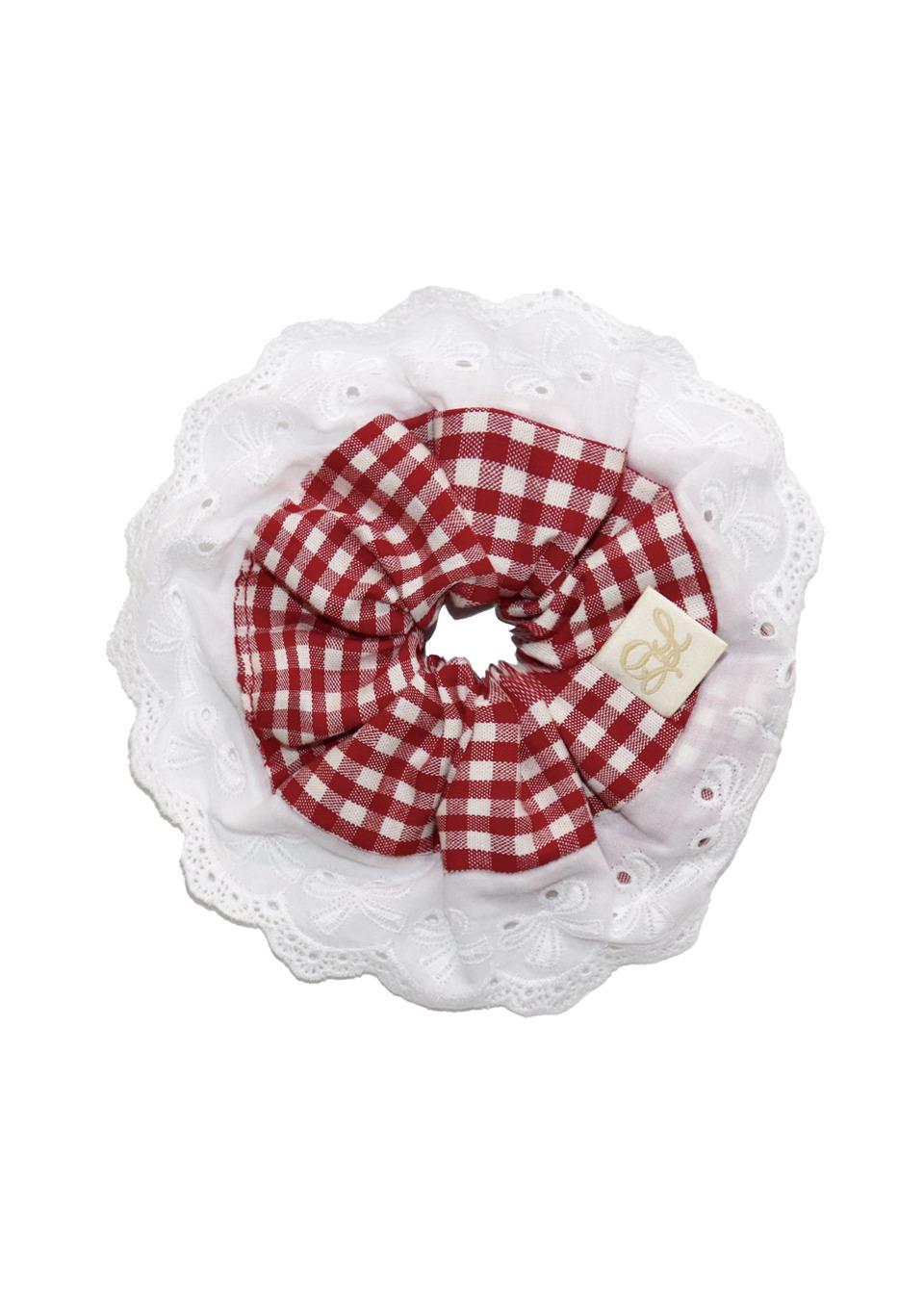 RIBBON RACE SCRUNCHIE [CHECKRED]