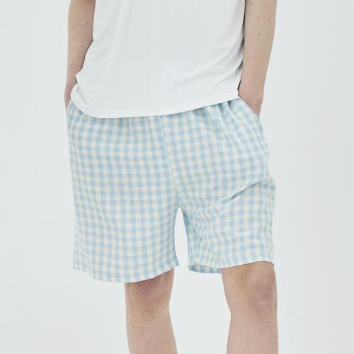 커플 윈디 체크 파자마 5부 잠옷바지