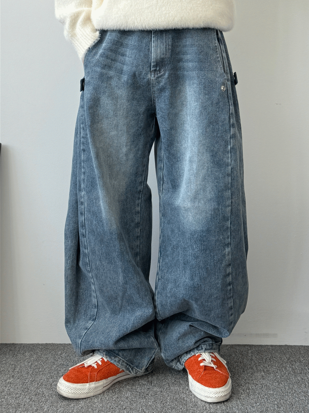 사이드 스냅버튼 데님팬츠