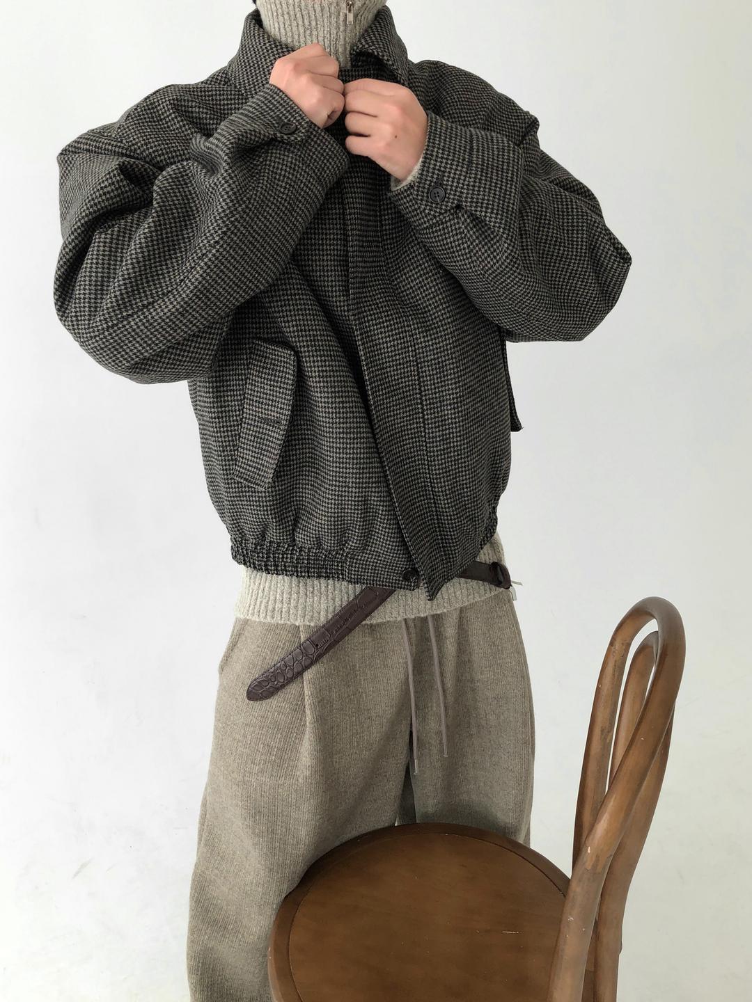 hound check wool blouson