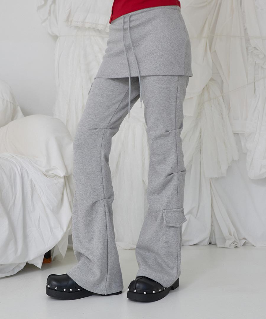 Bootcut Skirt Pants Melange Gray