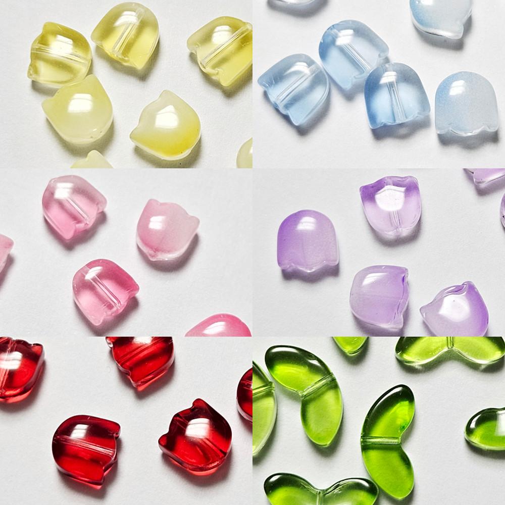 튤립비즈 8개 잎사귀 나뭇잎 유리 비즈 키링 스트랩 만들기