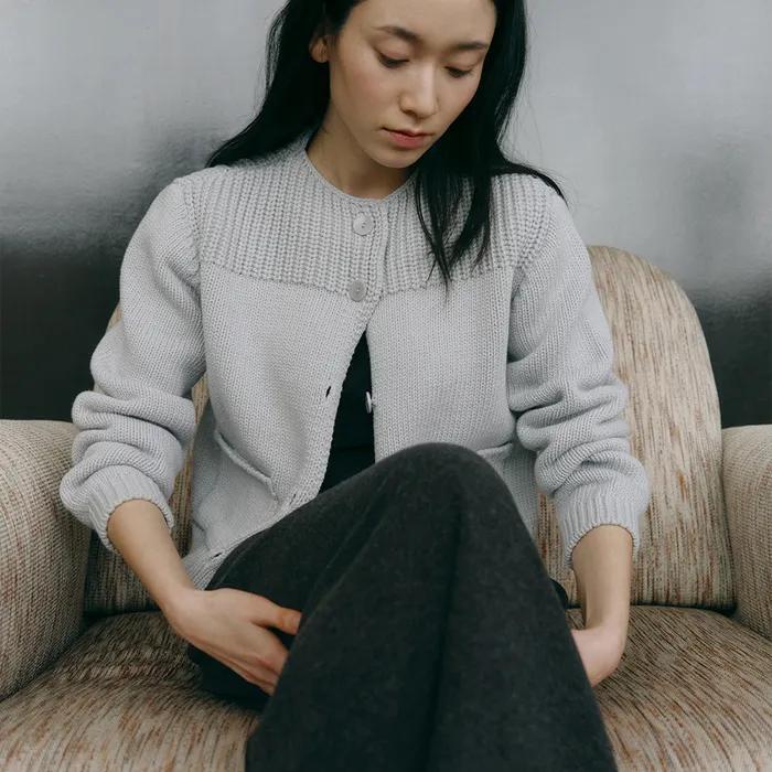 RAW CHUNKY CARDIGAN (Powder Blue)