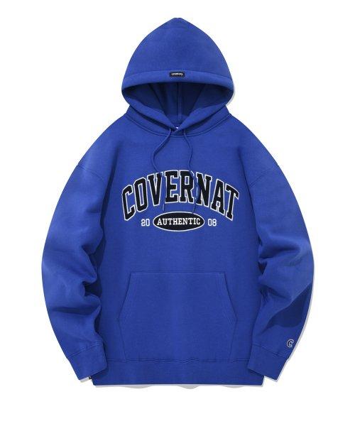 아치 로고 기모 후디 블루