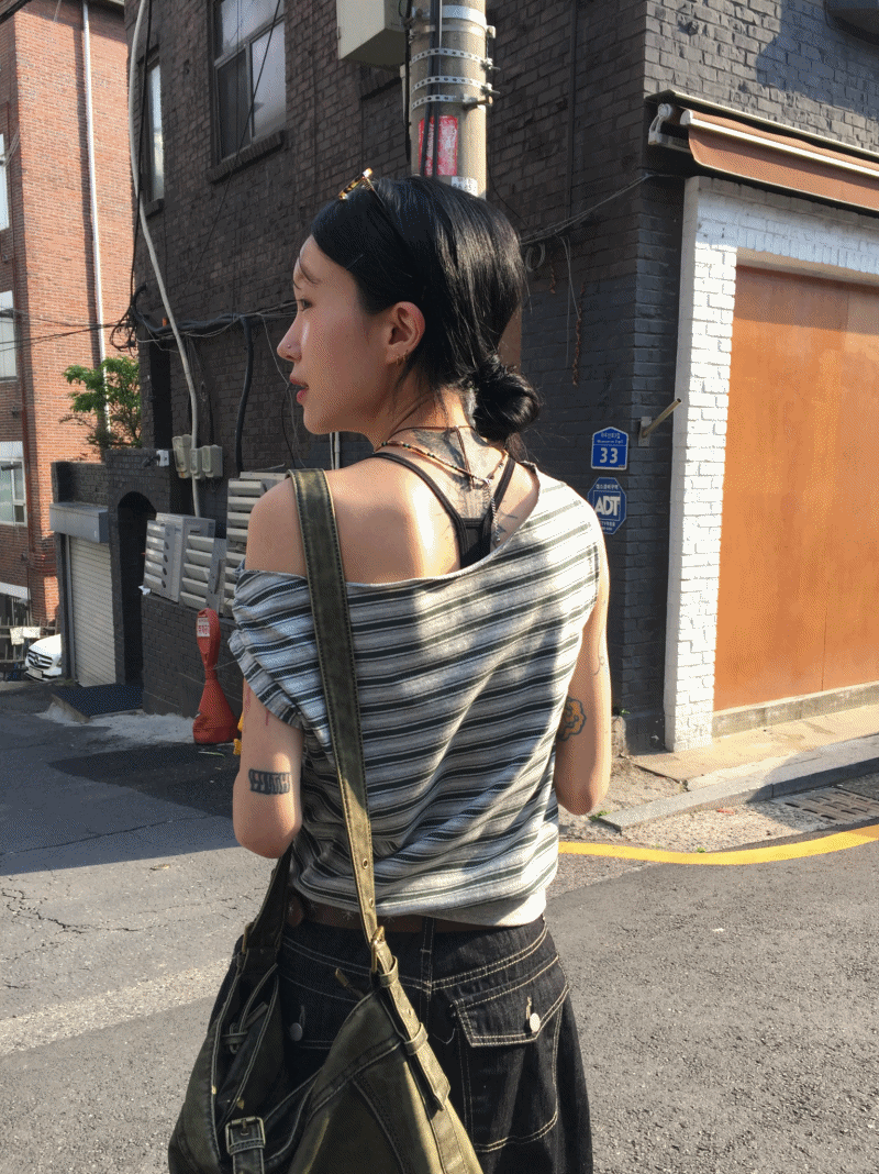 모래하우스 아키 스트라이프 언발t