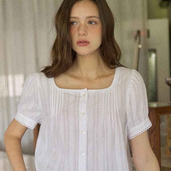 [6/24 예약배송] Bibi Square-Neck Blouse - White