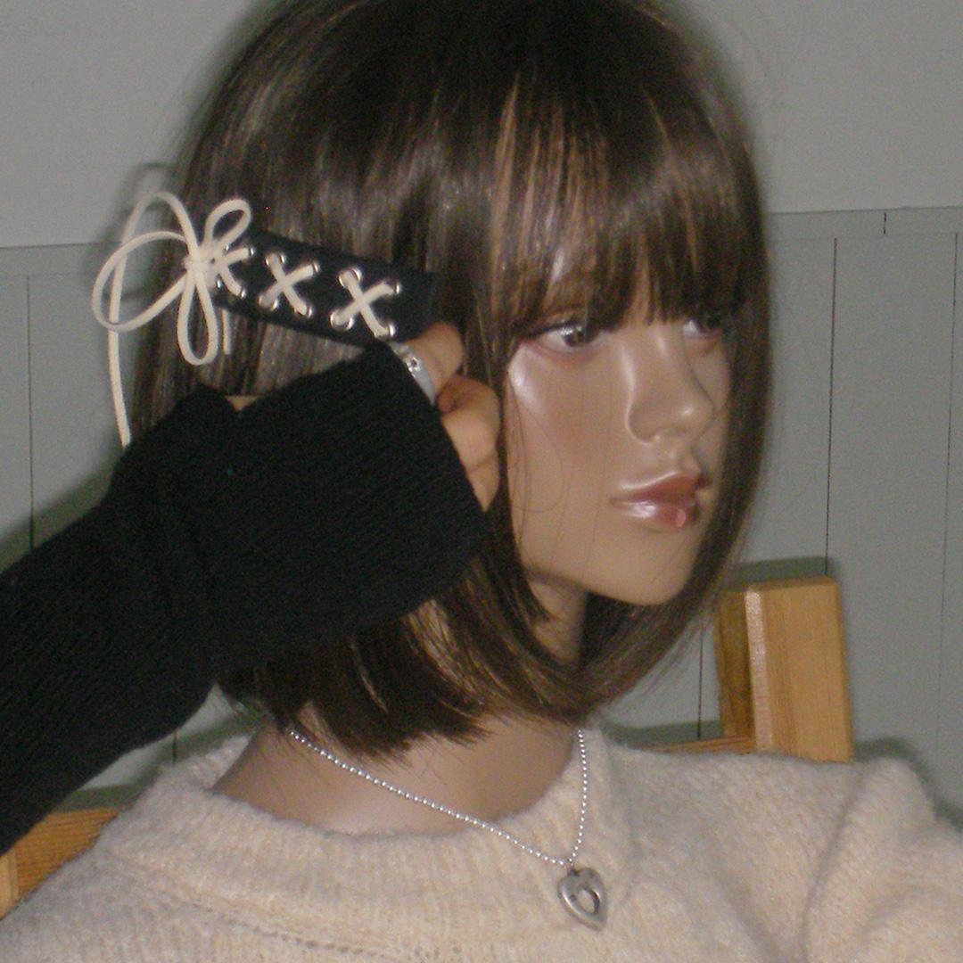 string ribbon hairpin-black