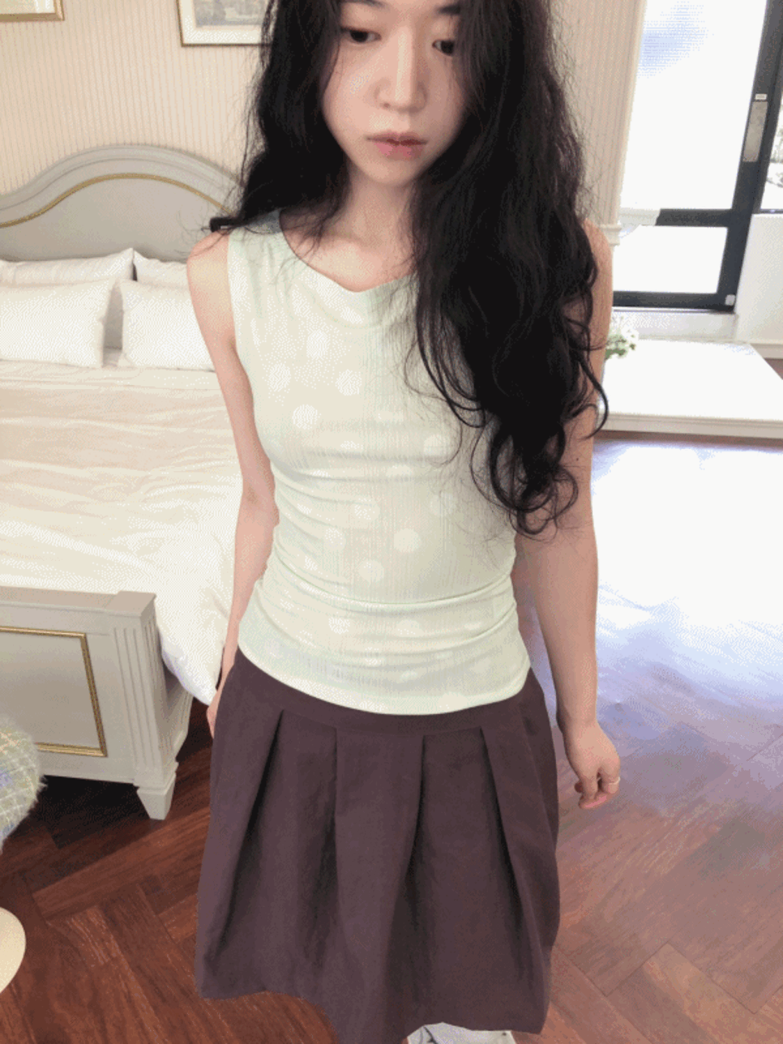 soft dot sleeveless (4color) / 소프트 도트 슬리브리스