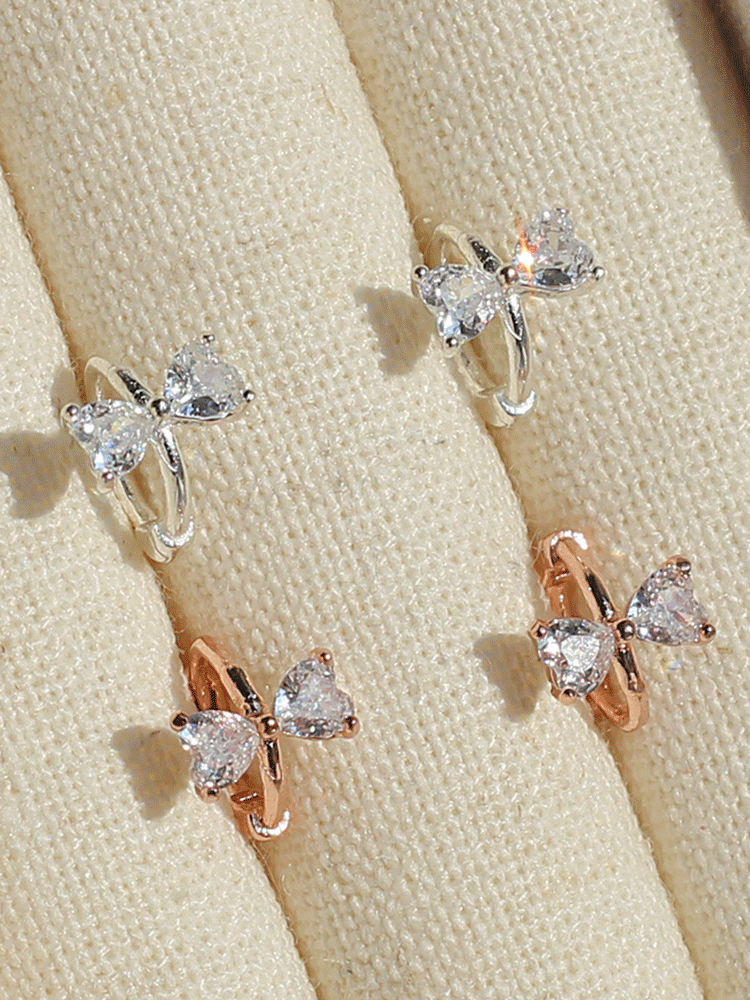 925 silver cubic ribbon one-touch earring (원터치)