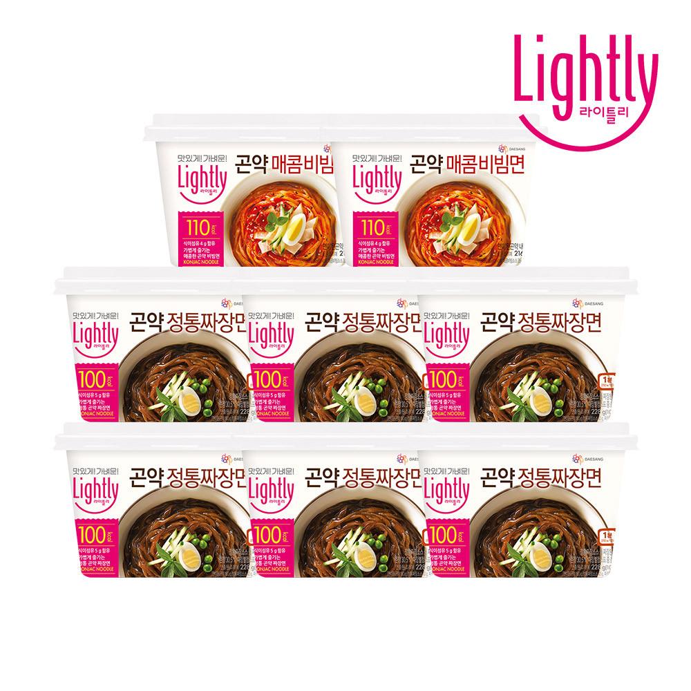 [라이틀리] 곤약면 228g 정통짜장면 x 3개+3개  + 매콤비빔면 2개 [원산지:상세설명에 표시]
