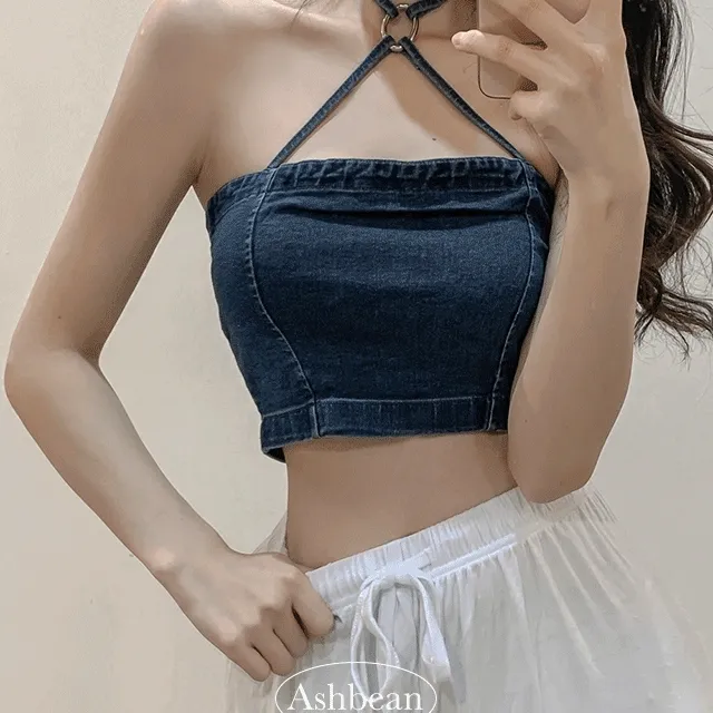 [여름코디💡] 388 페스티벌 흠뻑쇼 워터밤 오링 엑스 크로스 나시 탑 데님 청 y2k 힙합 아이돌 민소매 탱크탑 튜브탑