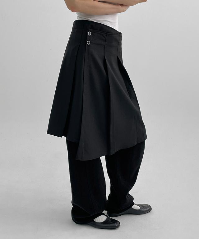 블랙업 [3천장판매] 스텔비 플리츠 랩 미디스커트