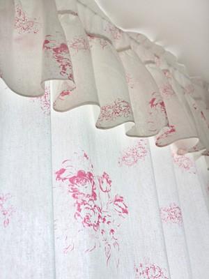 캐비지 린넨커튼-레드꽃/블루꽃