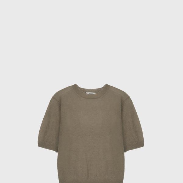Kid mohair short sleeve knit (brown / dark gray / pink / light gray)