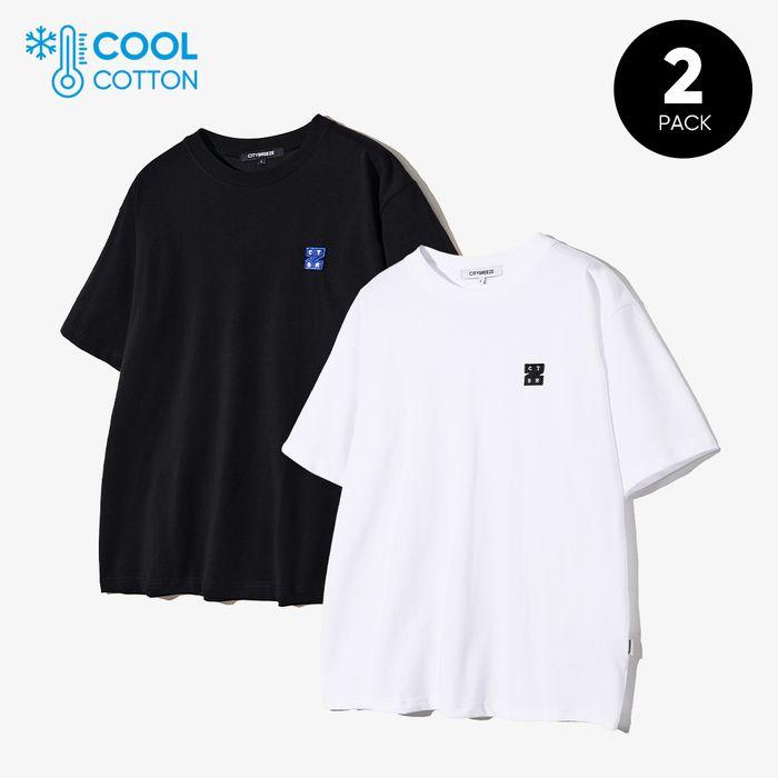 [2PACK] 로고 와펜 쿨코튼 라운드 티셔츠_3COLORS