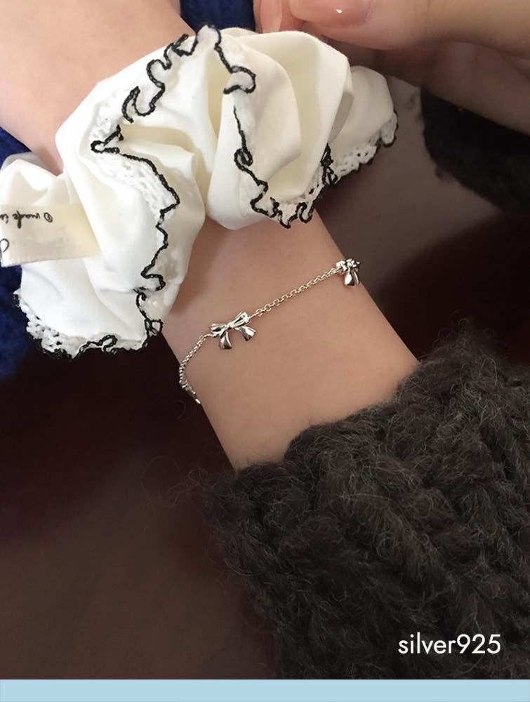 (모앳/팔찌) bow chain bracelet (silver925) 실버 체인 리본 은 팔찌