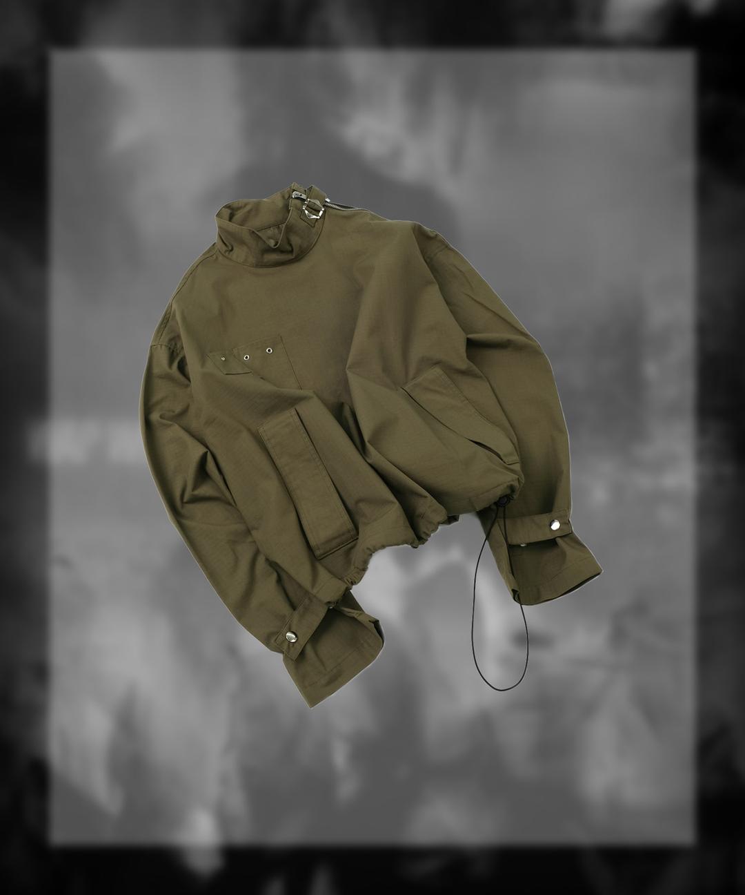 W004 (Grip crop fullover khaki)