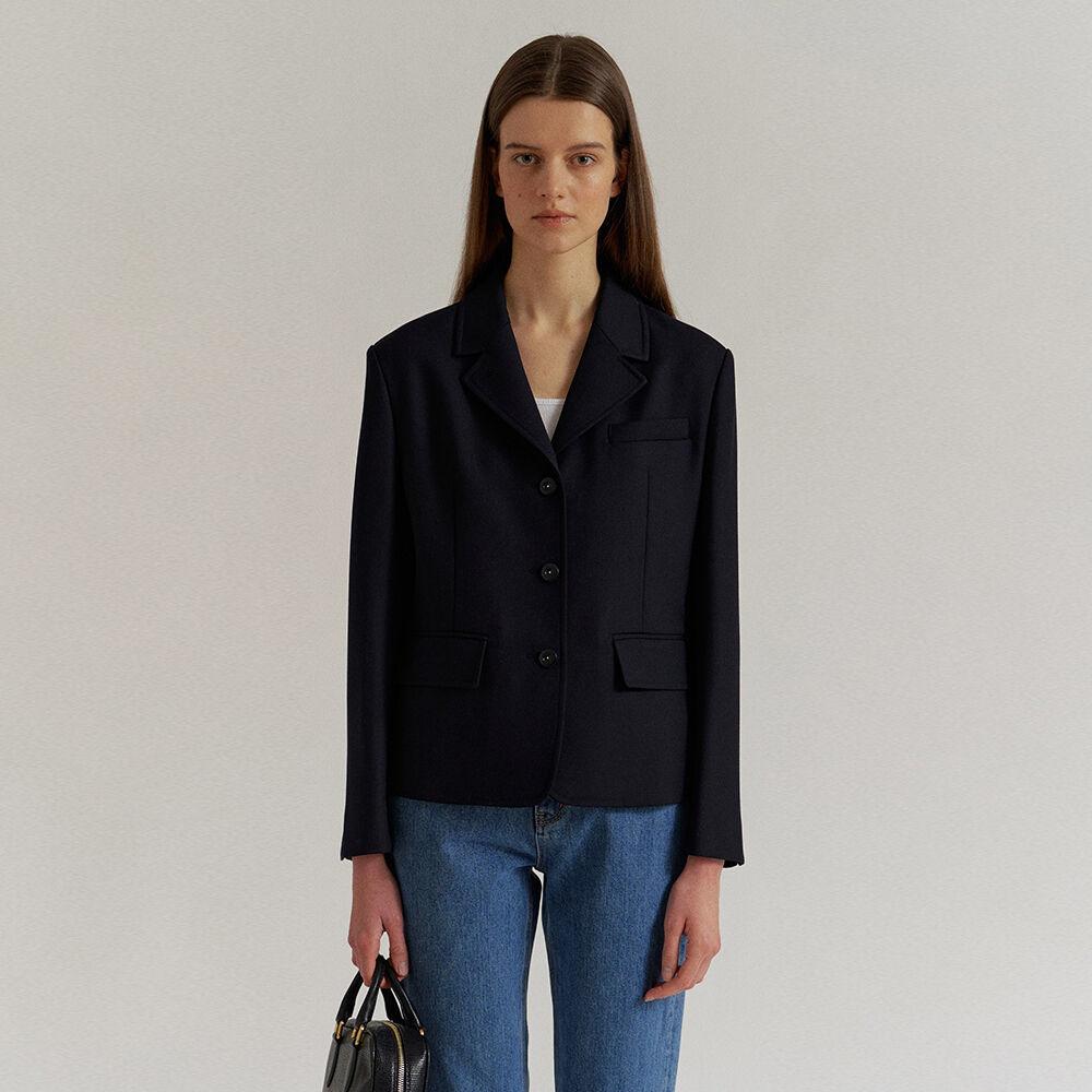Gaia Wool Jacket in Dark Navy