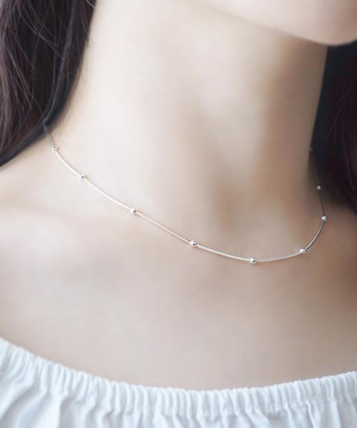 실키 볼 실버 목걸이 스네이크 은 뱀줄