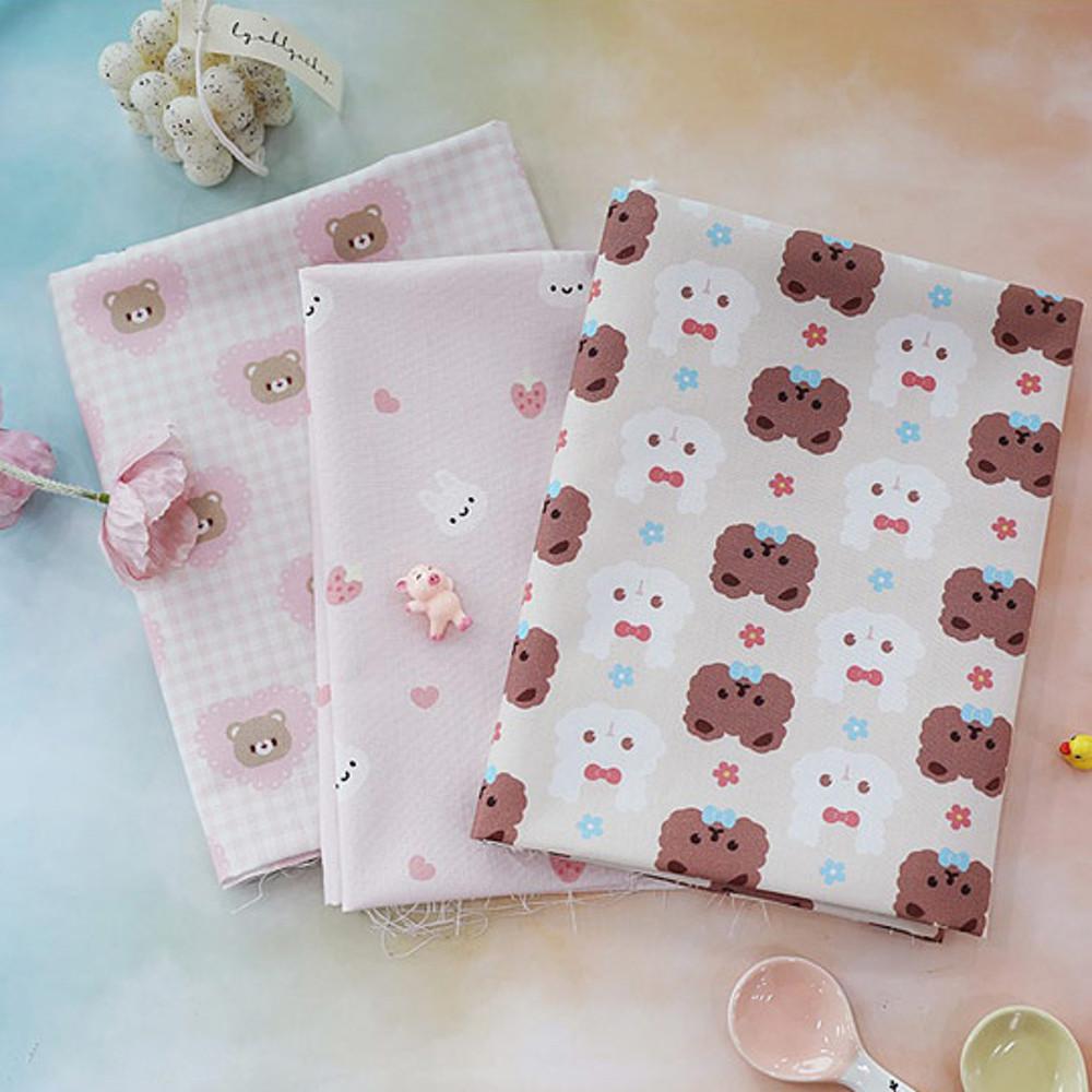 면 원단 20수 친환경 DTP 곰돌이와토끼 3type 349309