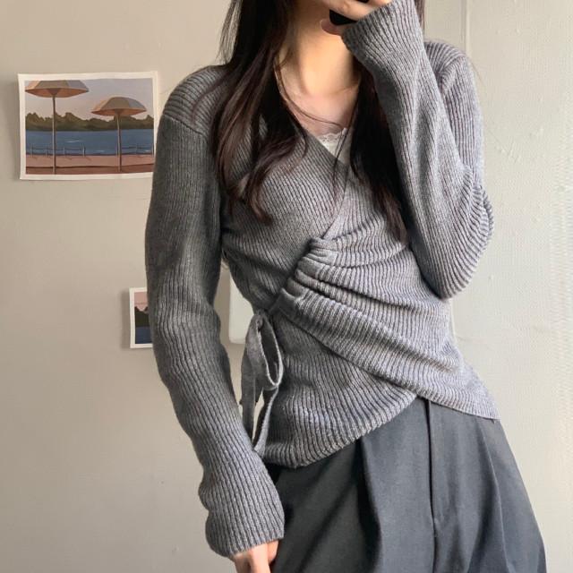 gray wrap knit