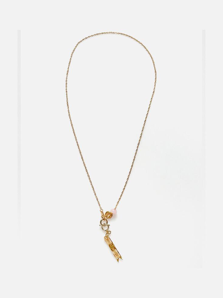 Flag and Donut Necklace (Gold)