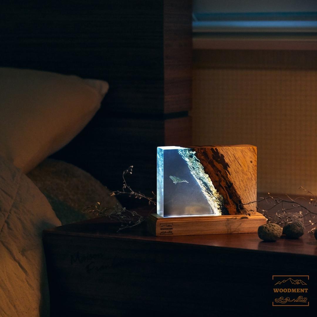 원목 바다 고래 무드등