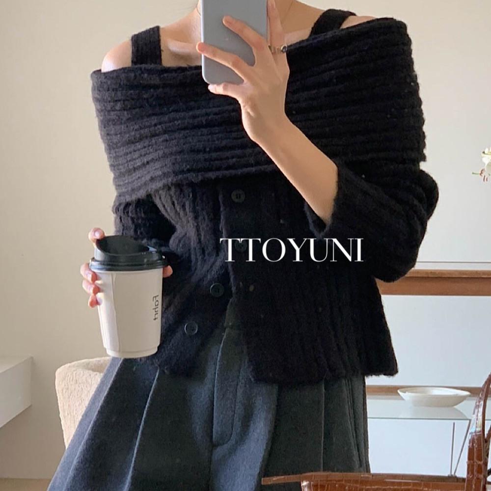 (당일) 시그니처 로즈 오프숄더 울 니트 signature 연말룩