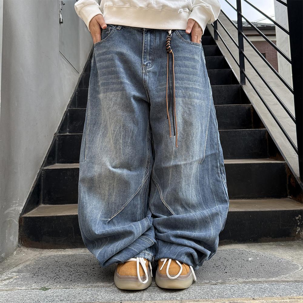 [Unisex] 와이드 키링 슬릿 데님 팬츠