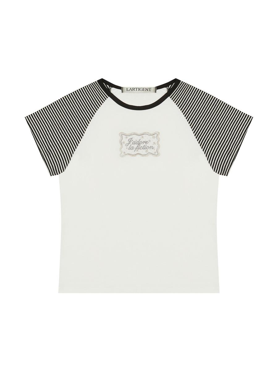 L18 STRIPED RAGLAN T-SHIRT(BLACK)
