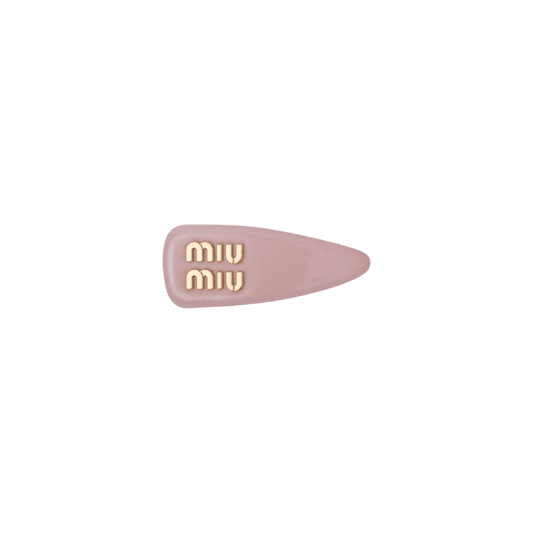 (W) Miu Miu Patent Leather Hair Clip Alabaster Pink