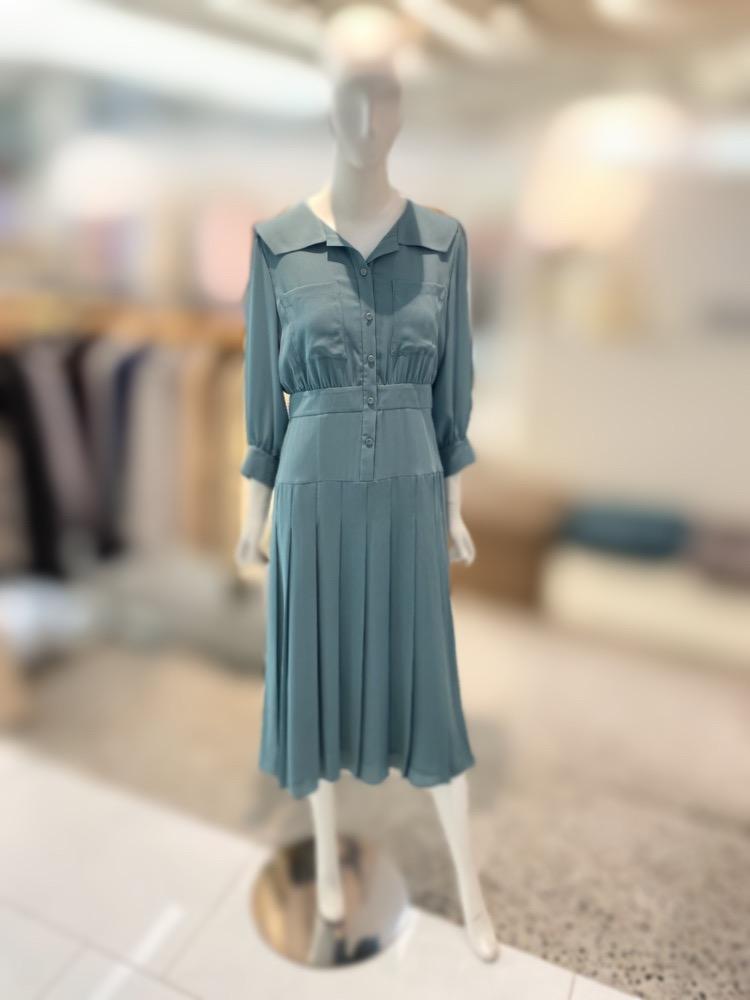 [23S／S] 오픈카라 플리츠 7부 원피스 (BGOAD2510)BGO2510